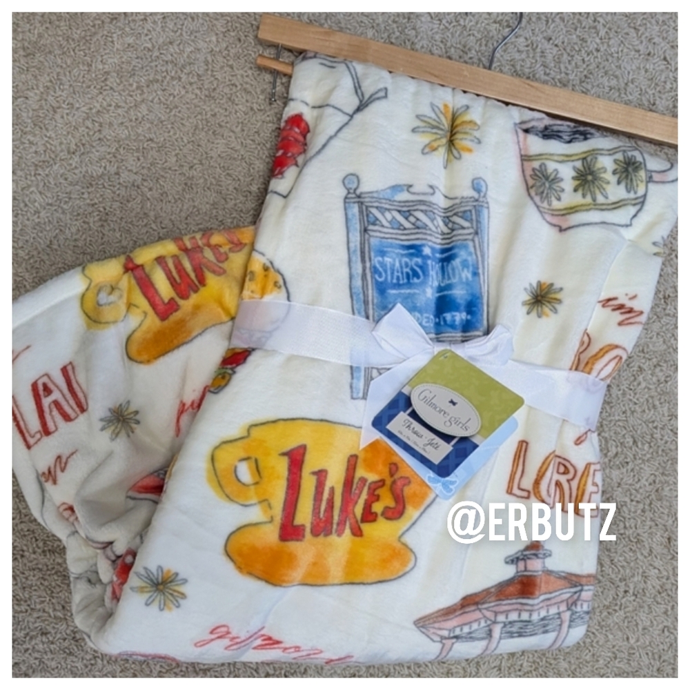 VHTF Viral Gilmore Girls Blanket, Yellow Plush Throw with Vibrant Allover Design